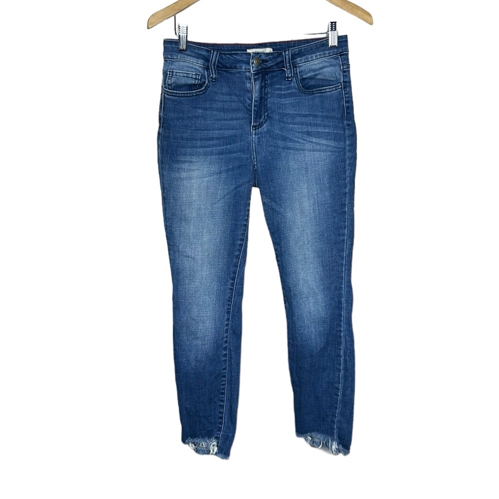 Cello Mid Rise Raw Hem Crop Skinny